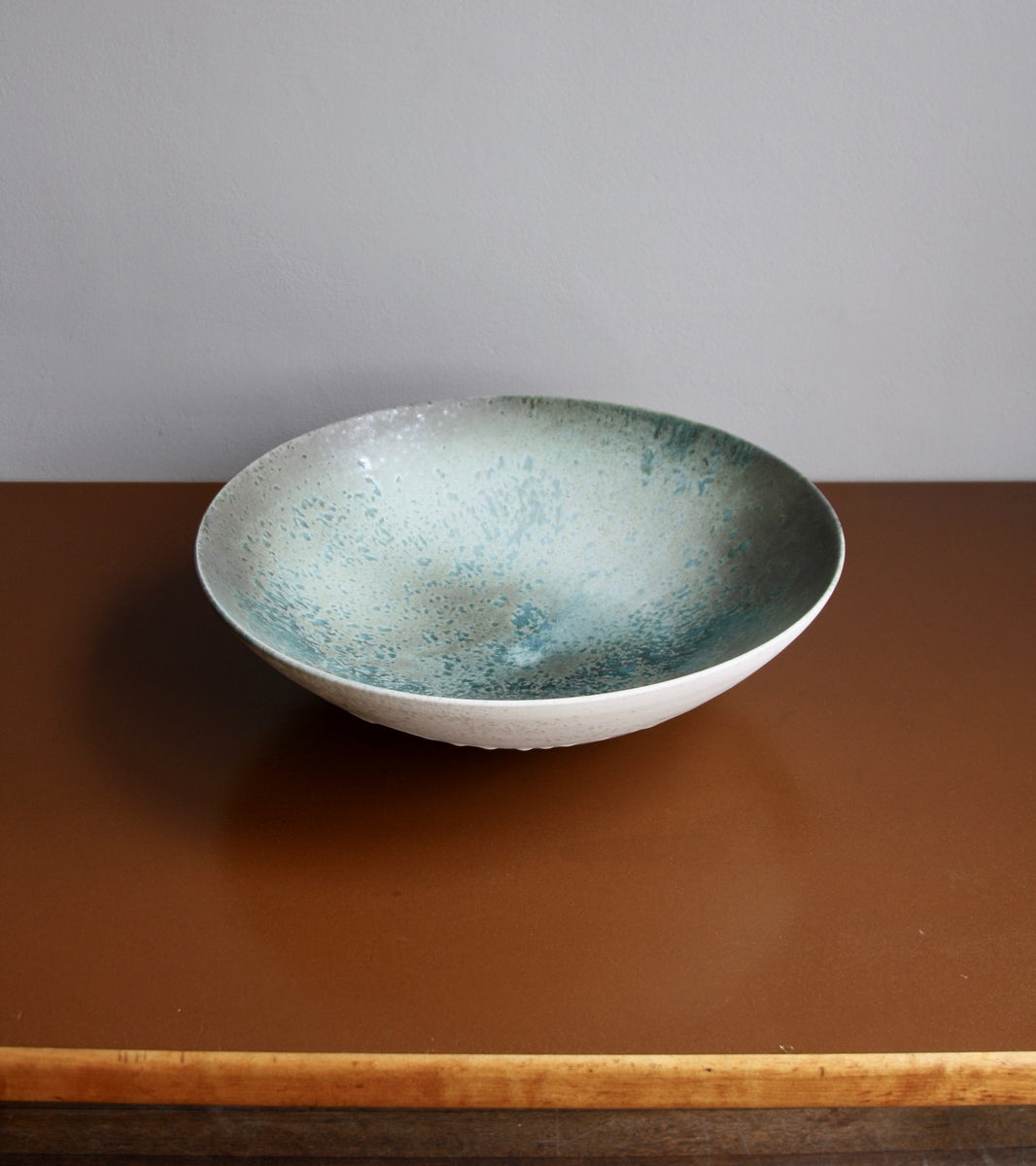 Massive Bowl / Turquoise, Green, Ombre, Grey Glaze