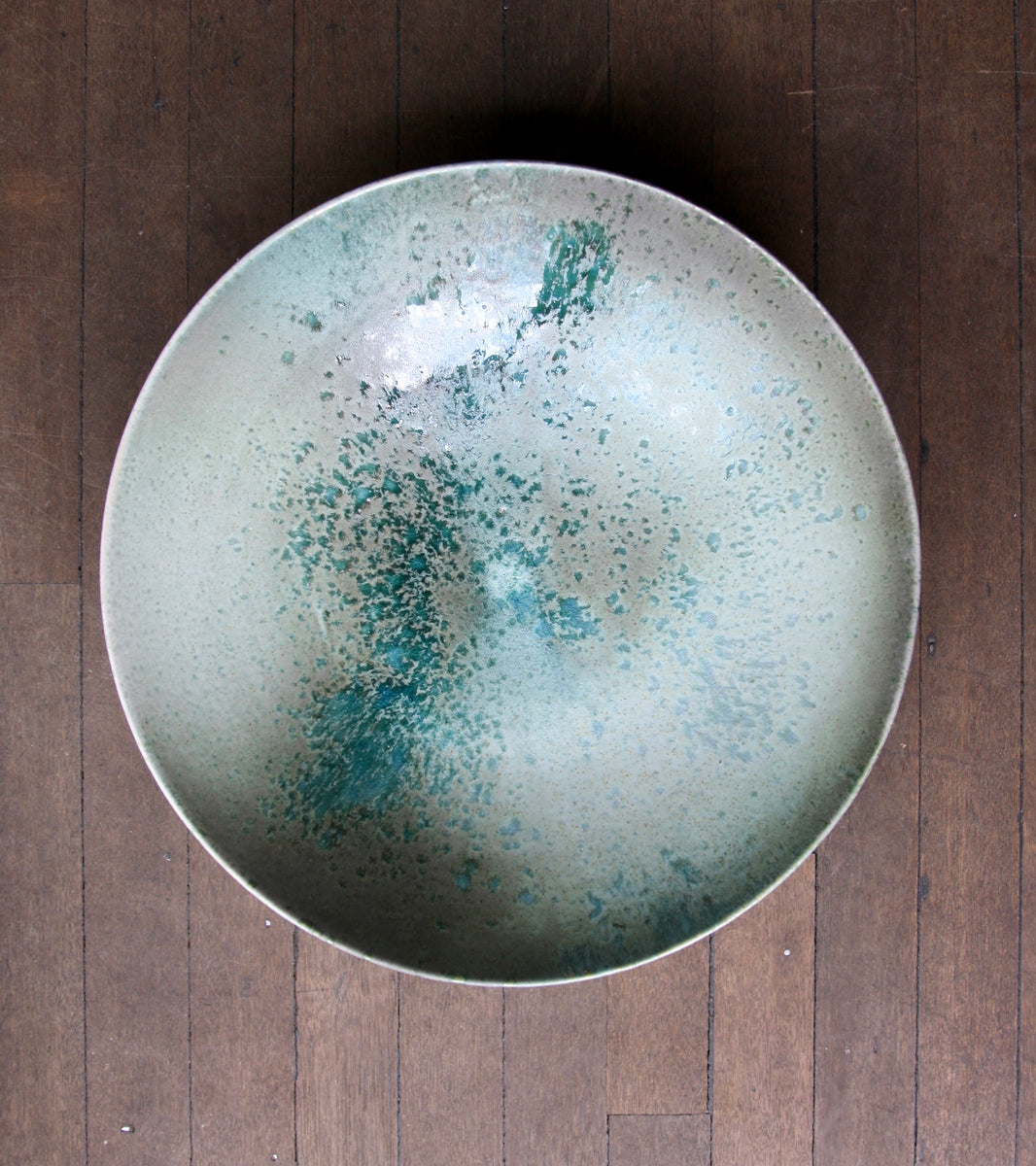 Massive Bowl / Turquoise, Green, Ombre, Grey Glaze