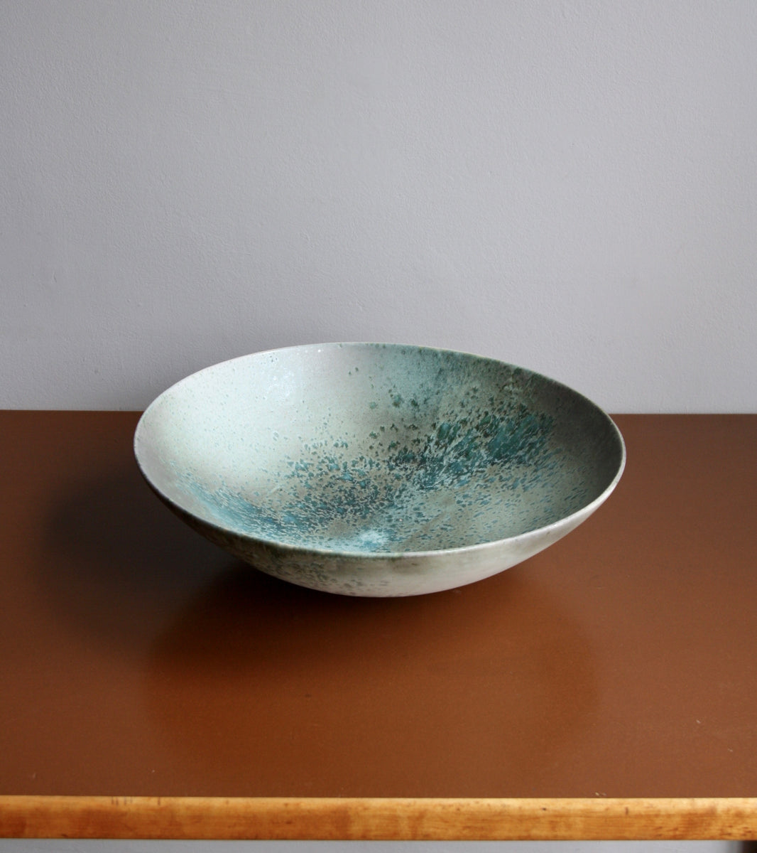Massive Bowl / Turquoise, Green, Ombre, Grey Glaze