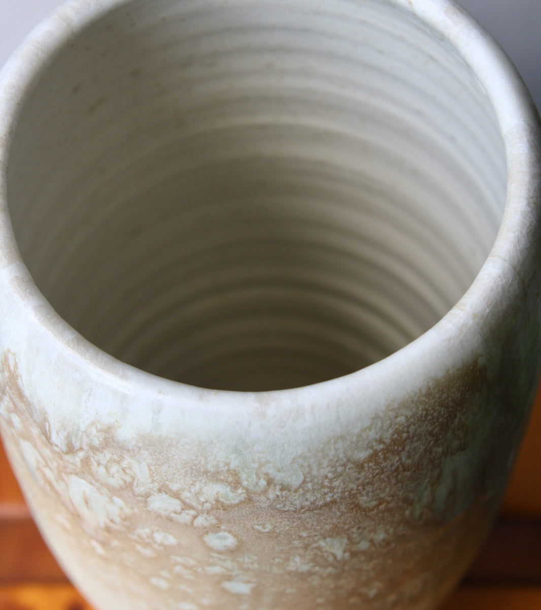 Tall Gently Curved Vase <br> Mauve & Sand Glaze