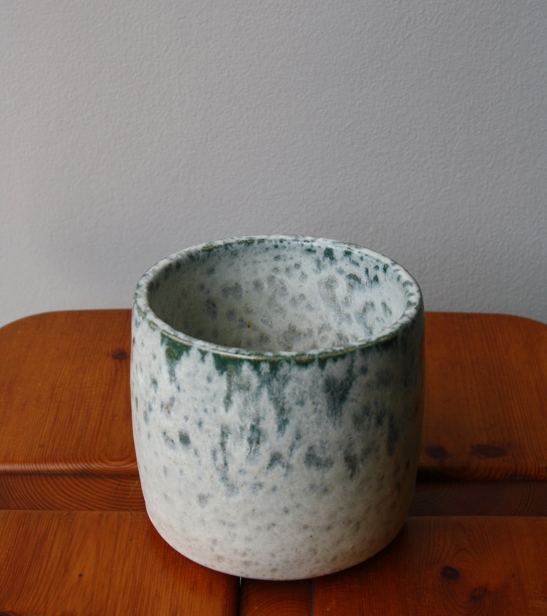 Short Brush Pot Vase <br> Peacock Blue Glaze
