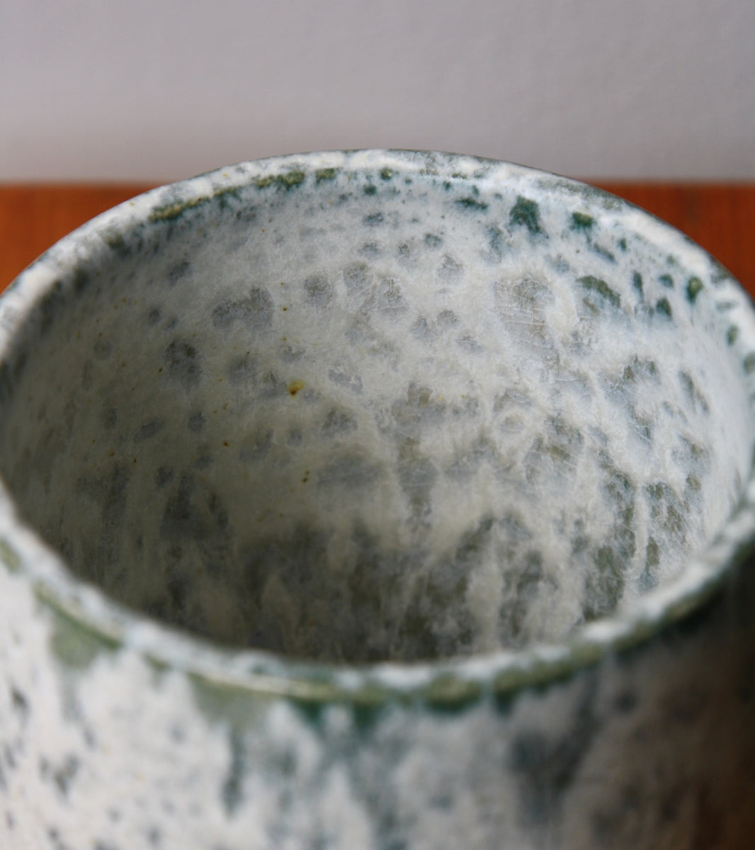 Short Brush Pot Vase <br> Peacock Blue Glaze