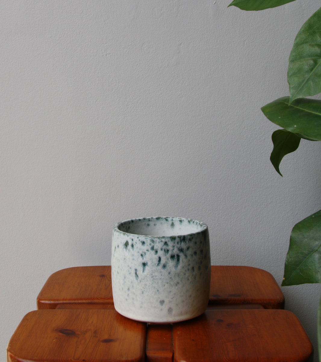 Short Brush Pot Vase <br> Peacock Blue Glaze
