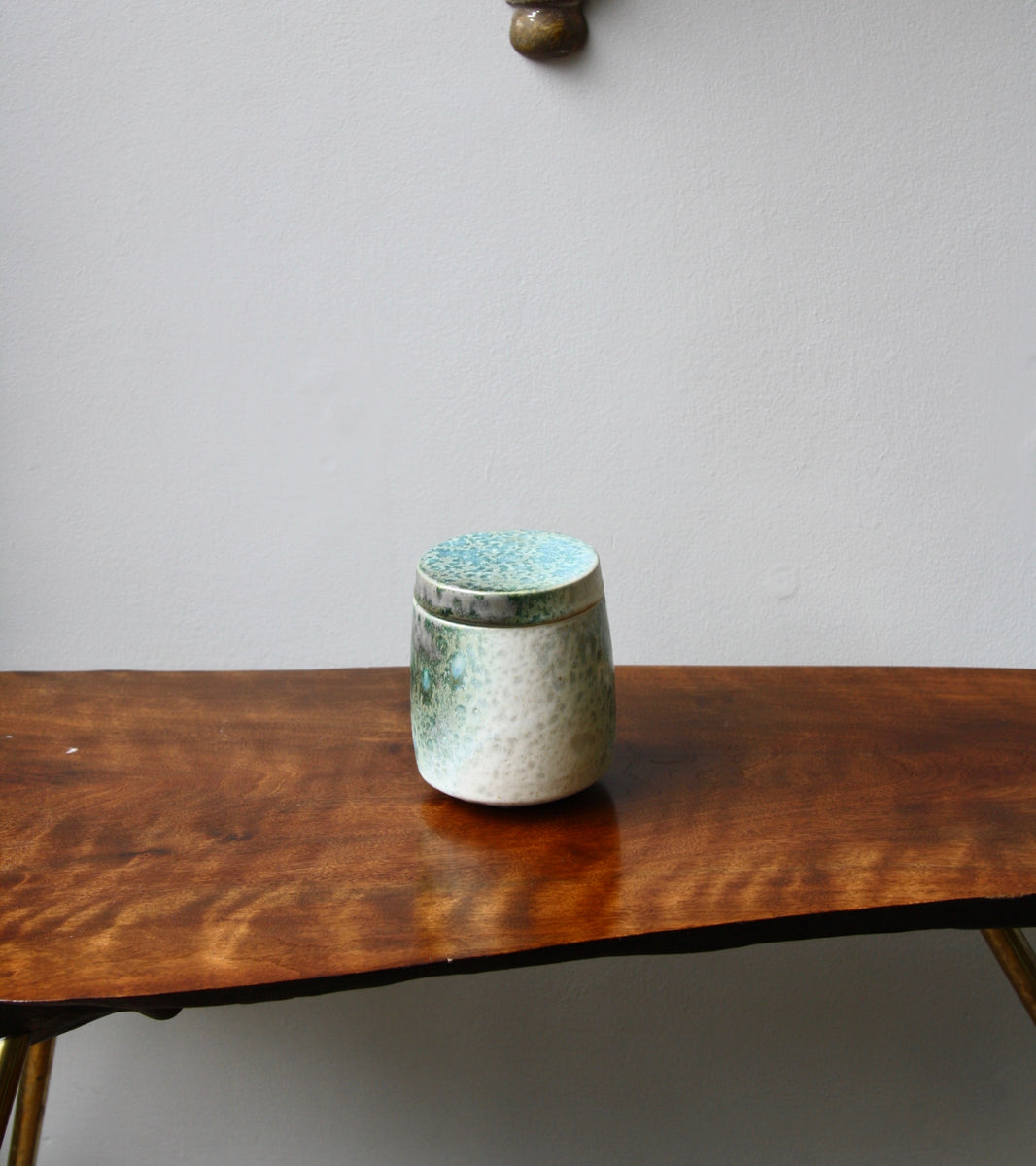 Small Lidded Jar / White & green glaze