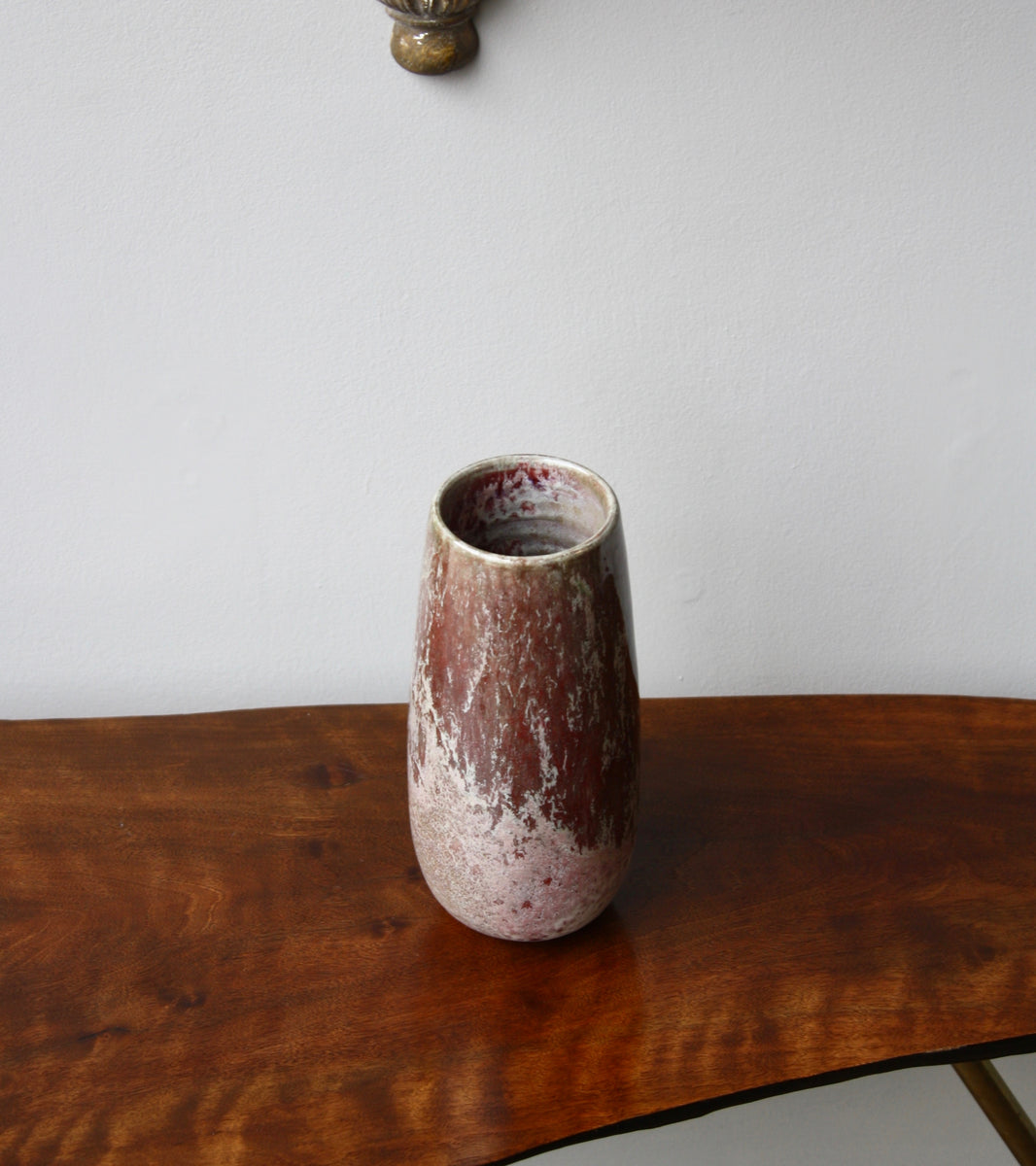 Oval Shaped Vase / Blossom/ Red glaze