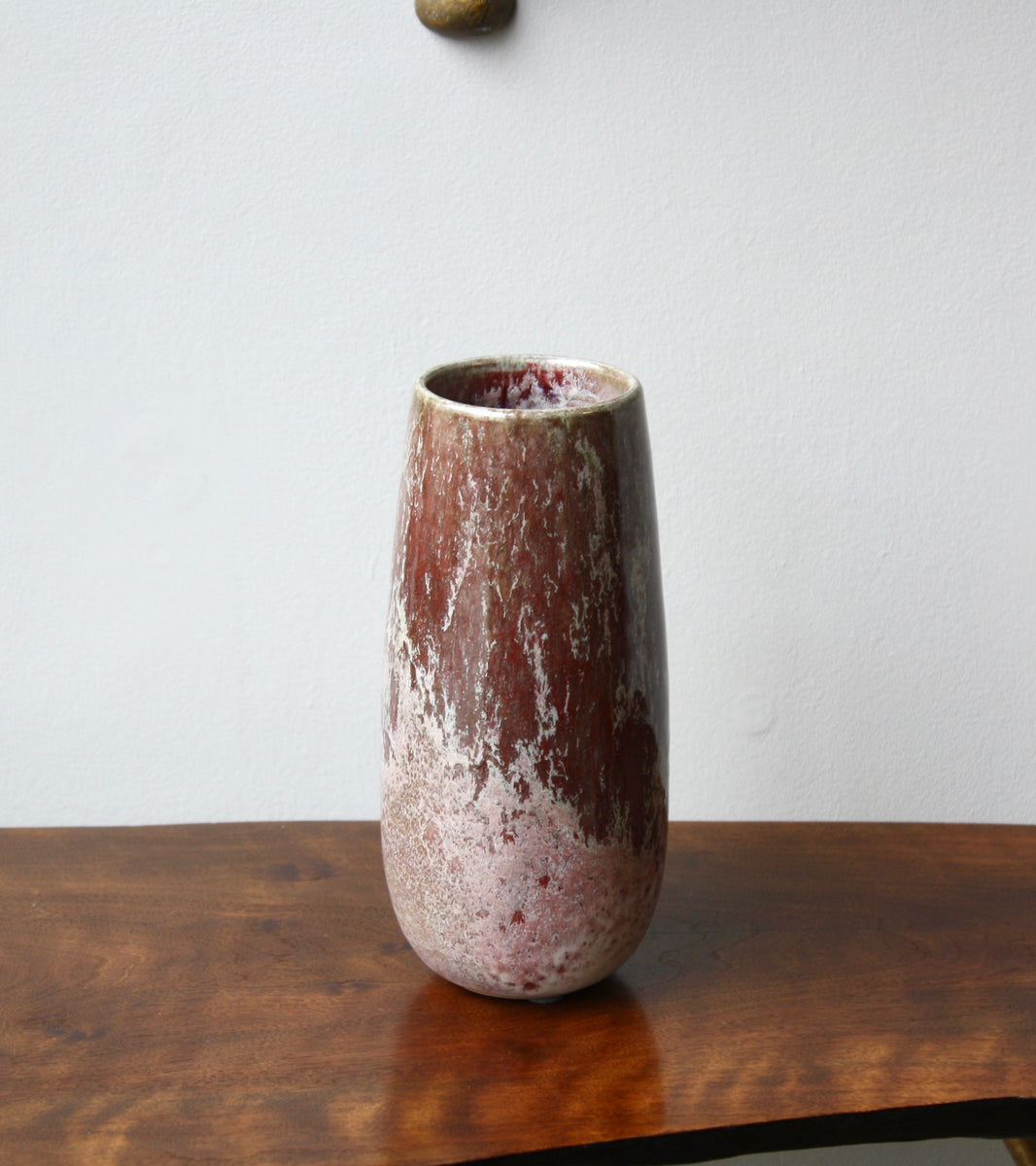 Oval Shaped Vase / Blossom/ Red glaze
