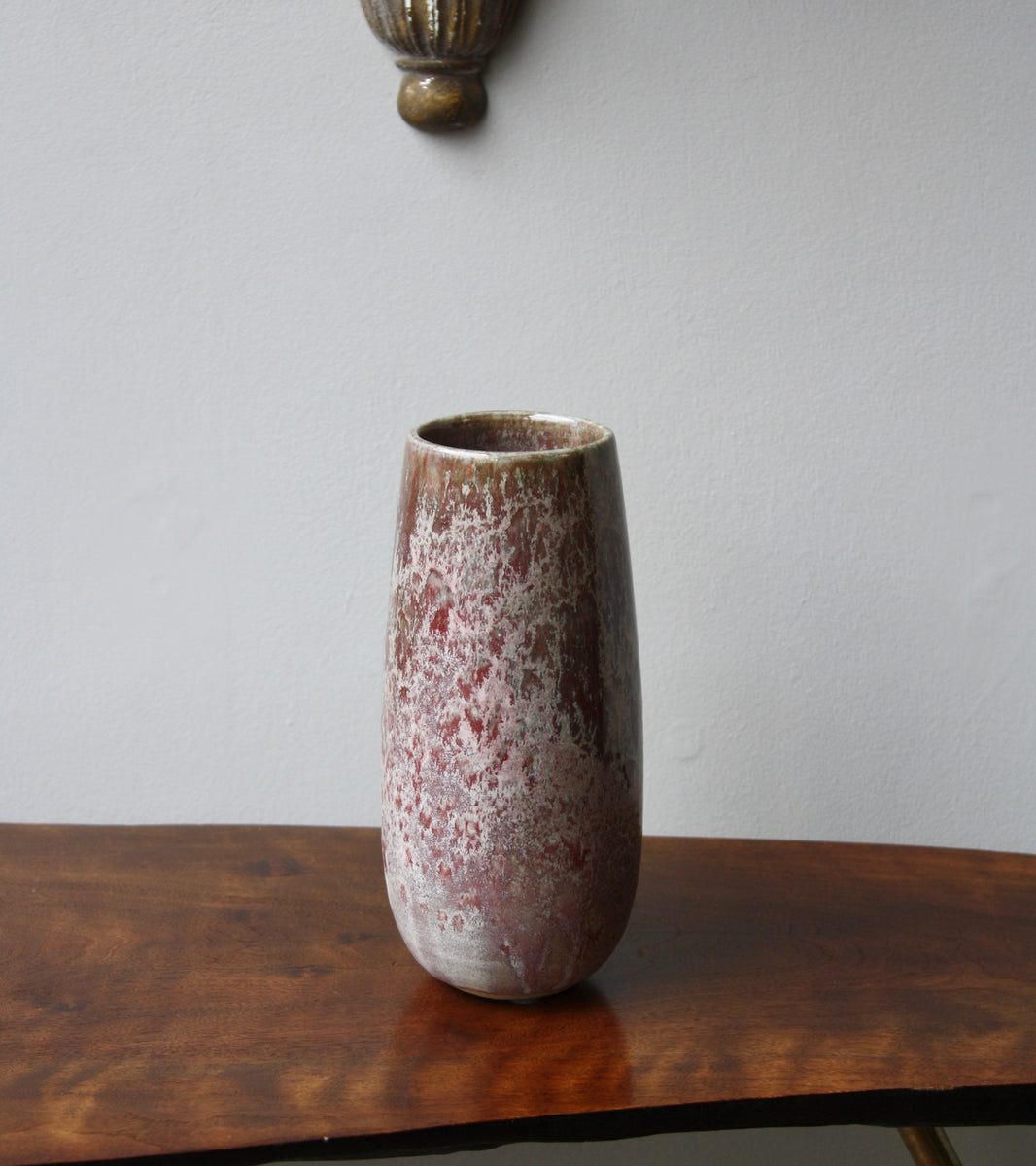 Oval Shaped Vase / Blossom/ Red glaze