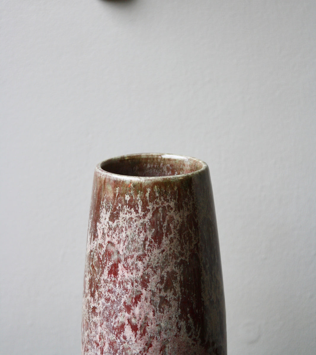 Oval Shaped Vase / Blossom/ Red glaze