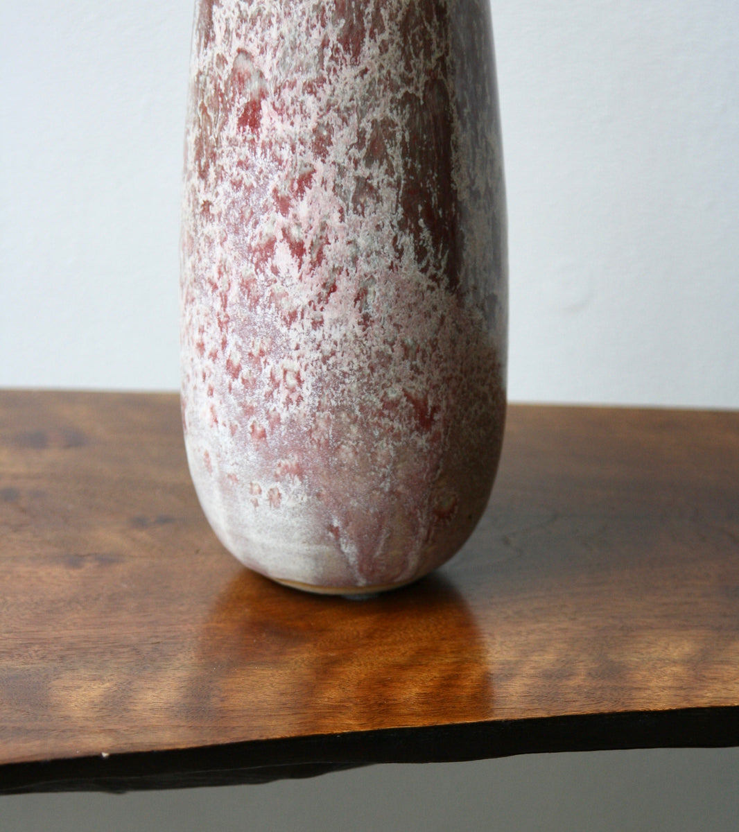 Oval Shaped Vase / Blossom/ Red glaze