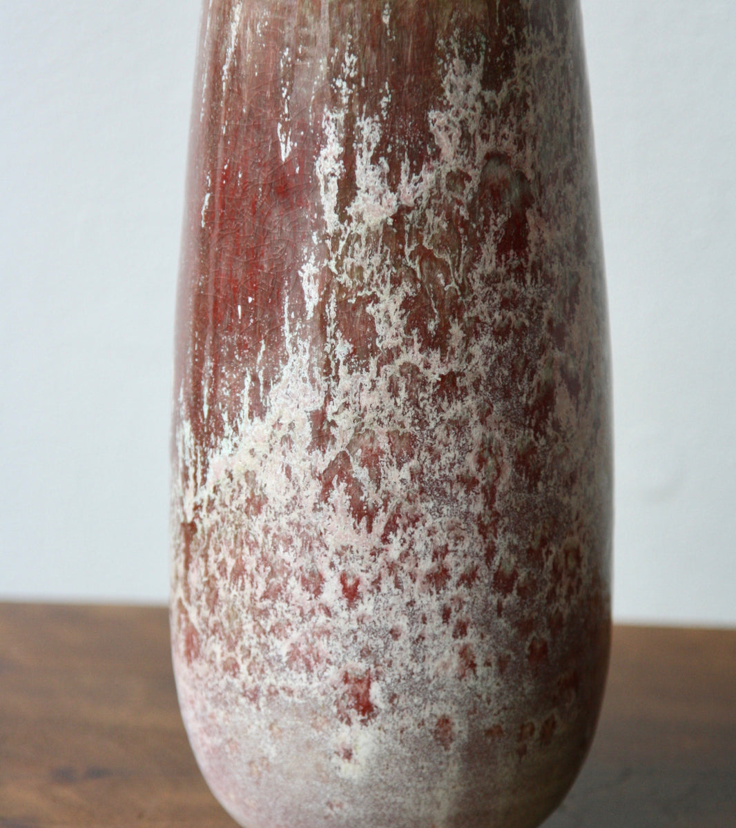 Oval Shaped Vase / Blossom/ Red glaze