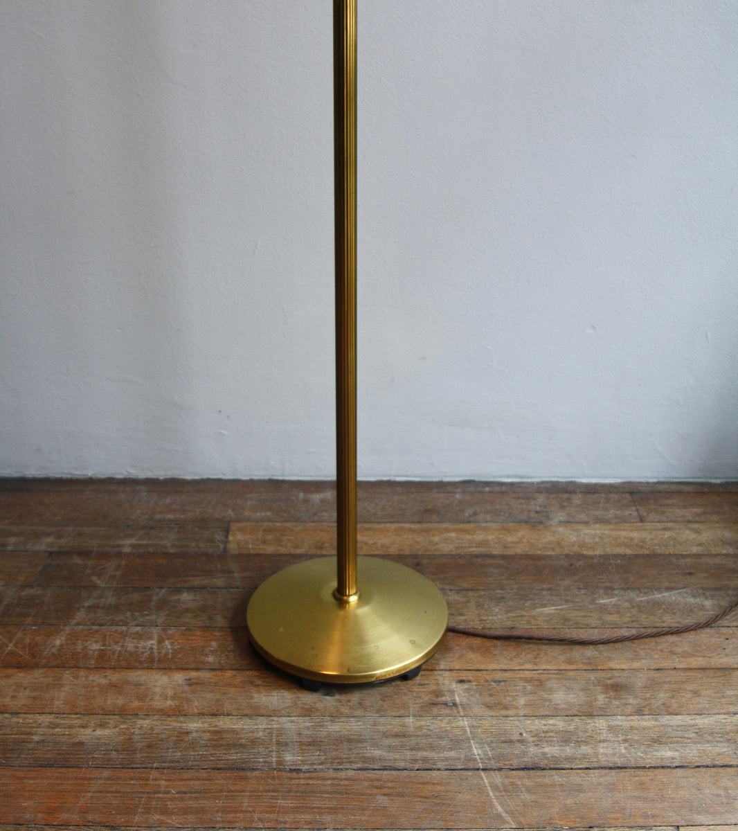 Bent-Neck Brass Floor Light / Denmark, 1940s