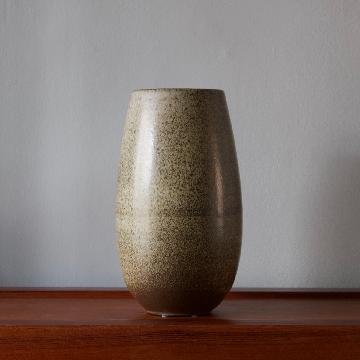 Tall Ovoid Vase / Olive Green Glaze