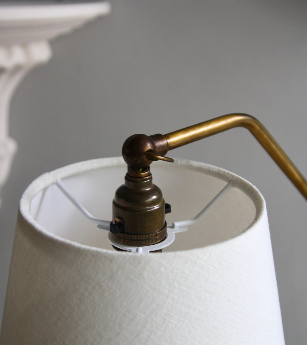 Bent-Neck Brass Floor Light / Denmark, 1940s
