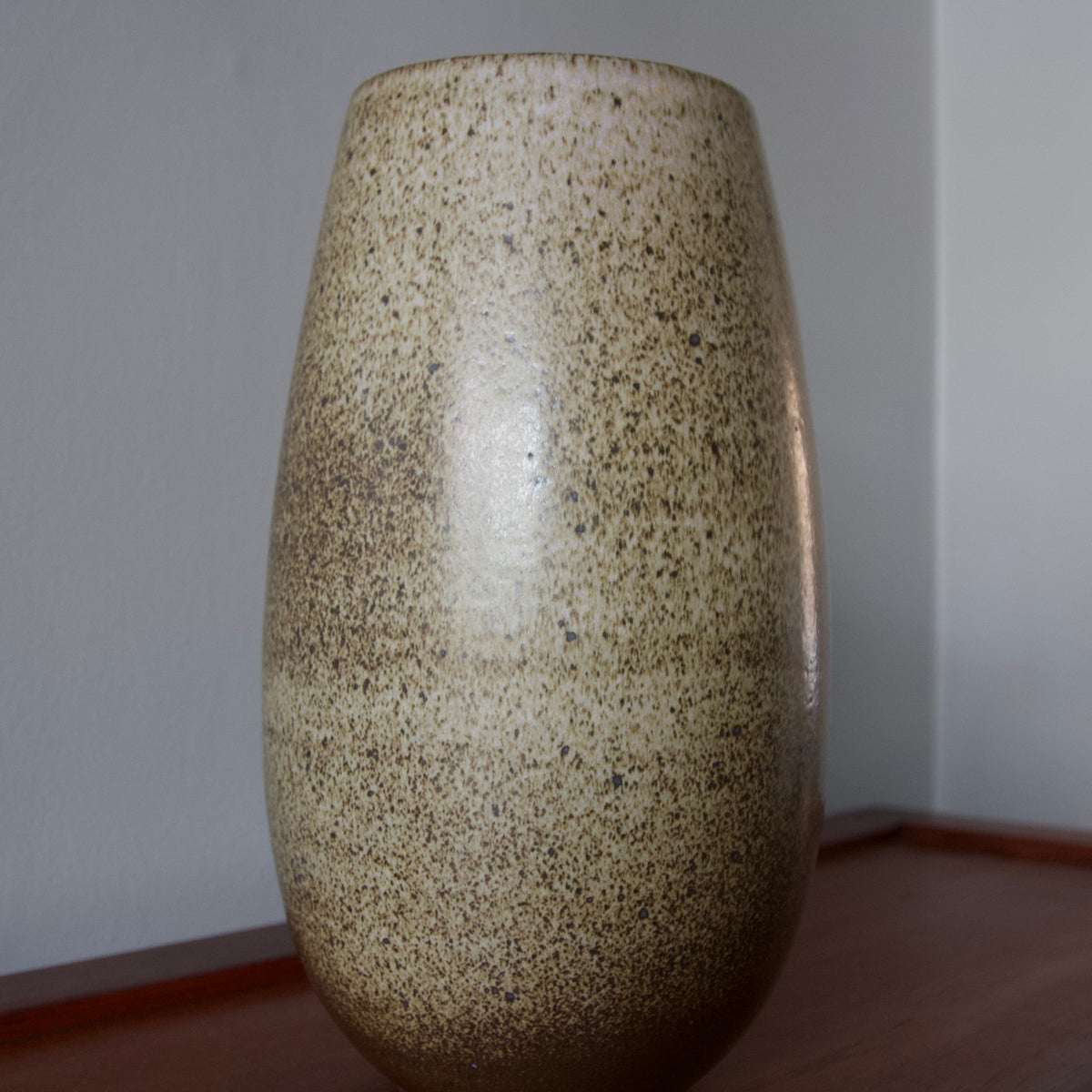 Tall Ovoid Vase / Olive Green Glaze
