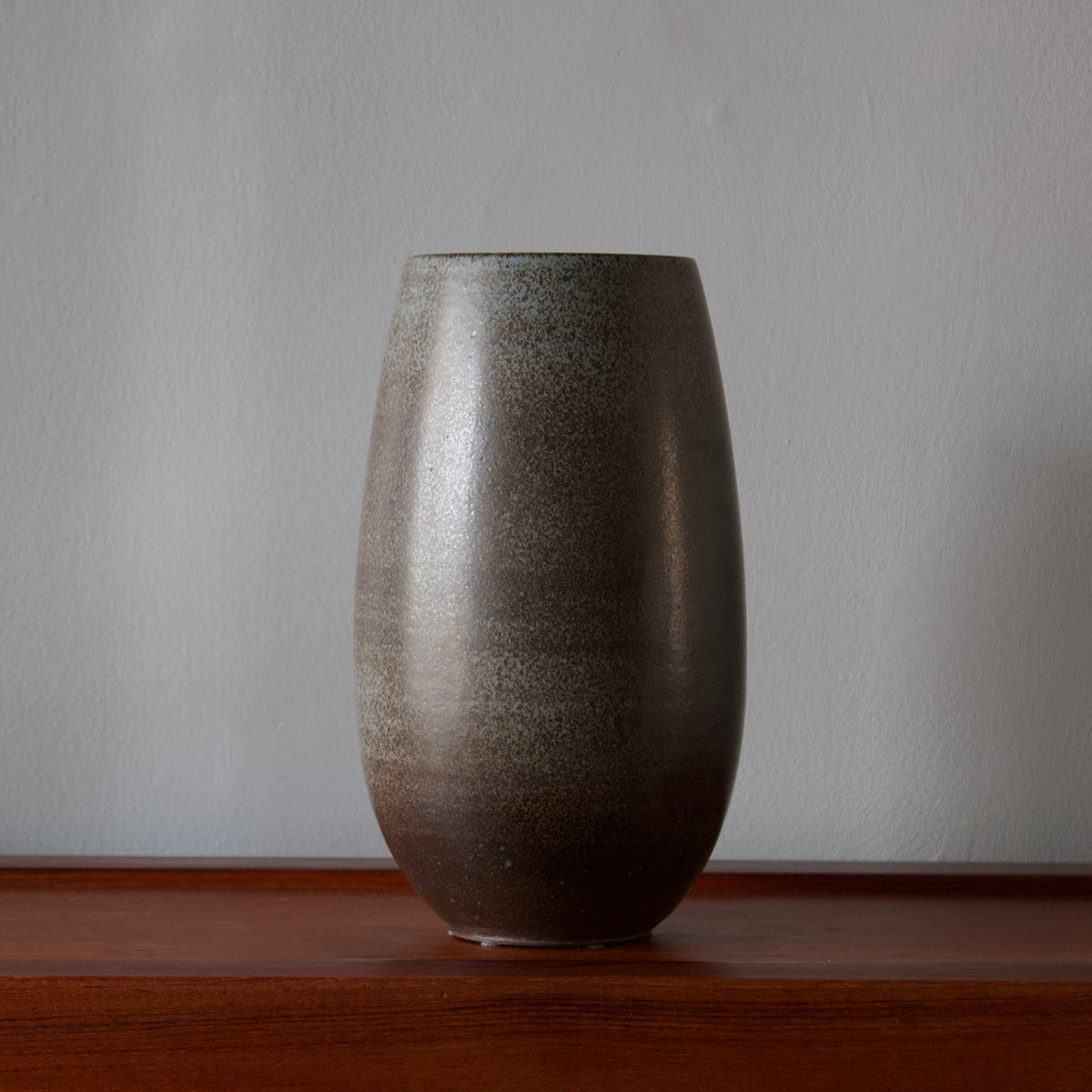 Tall Ovoid Vase / Speckled Blue and Grey Glaze