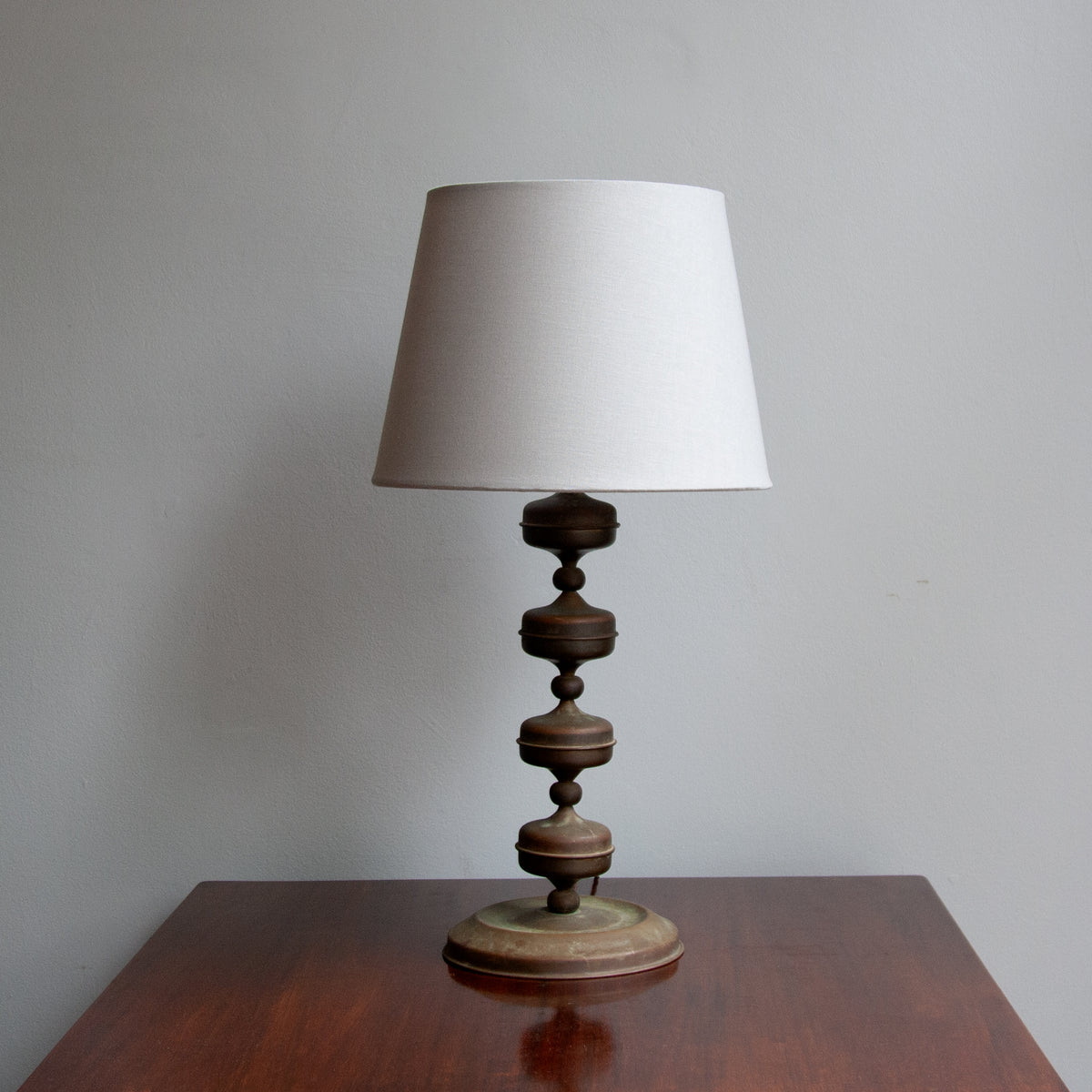 Brass Patinated Bobbin Table Lamp