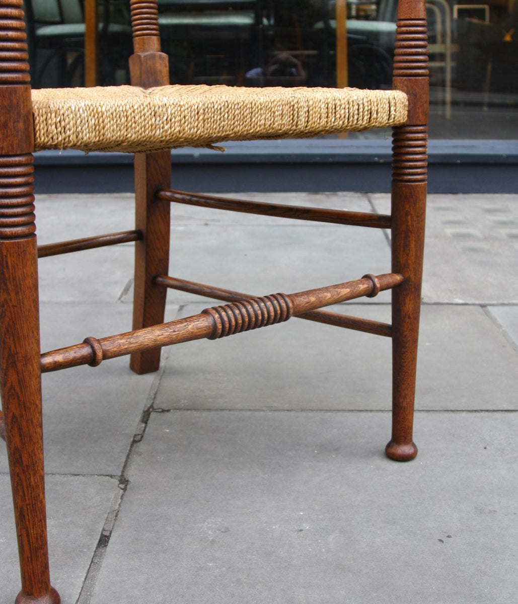 Carved Solid Oak Armchair / William Birch, Circa 1900