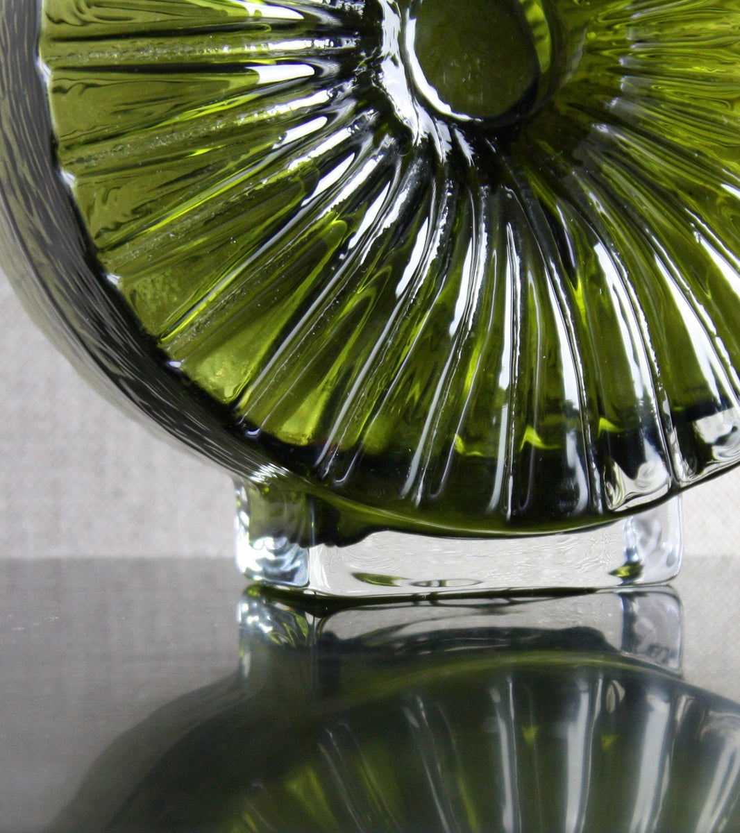 Large Olive Green Model 1394 "Aurinko" (Sun) Bottle Vase Helena Tynell, 1964