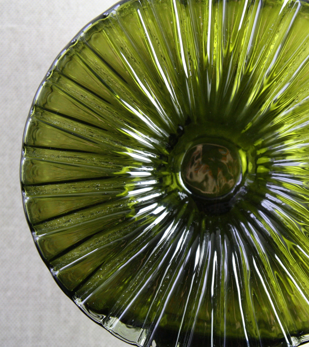 Large Olive Green Model 1394 "Aurinko" (Sun) Bottle Vase Helena Tynell, 1964
