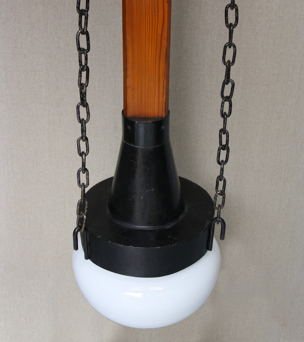 A Monumental Iron, Pine & Glass Chandelier / Czechoslovakia, Circa 1910