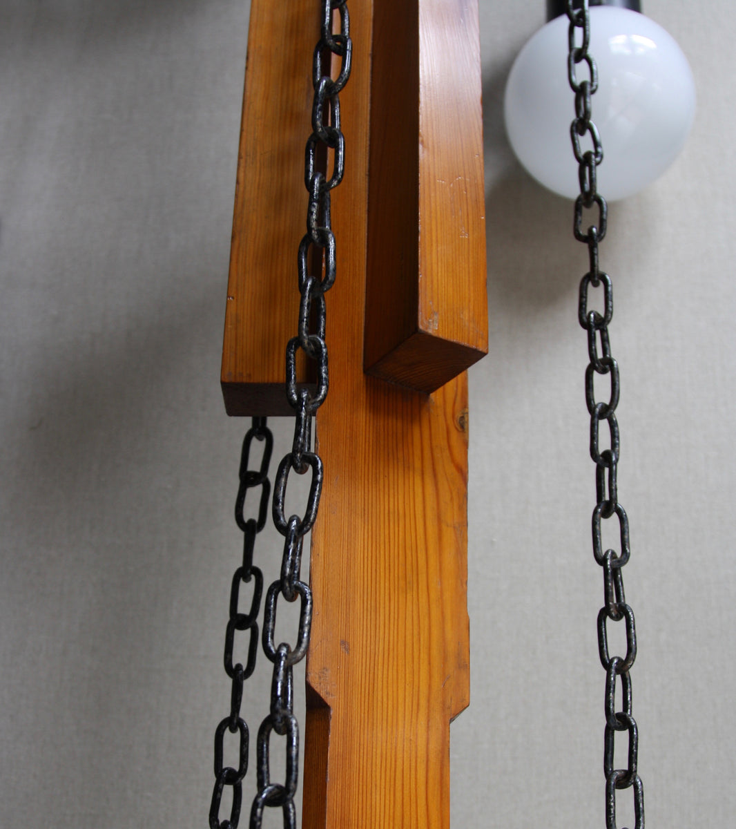A Monumental Iron, Pine & Glass Chandelier / Czechoslovakia, Circa 1910