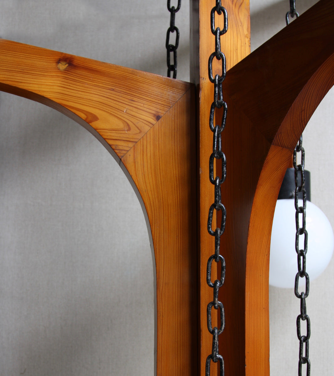 A Monumental Iron, Pine & Glass Chandelier / Czechoslovakia, Circa 1910