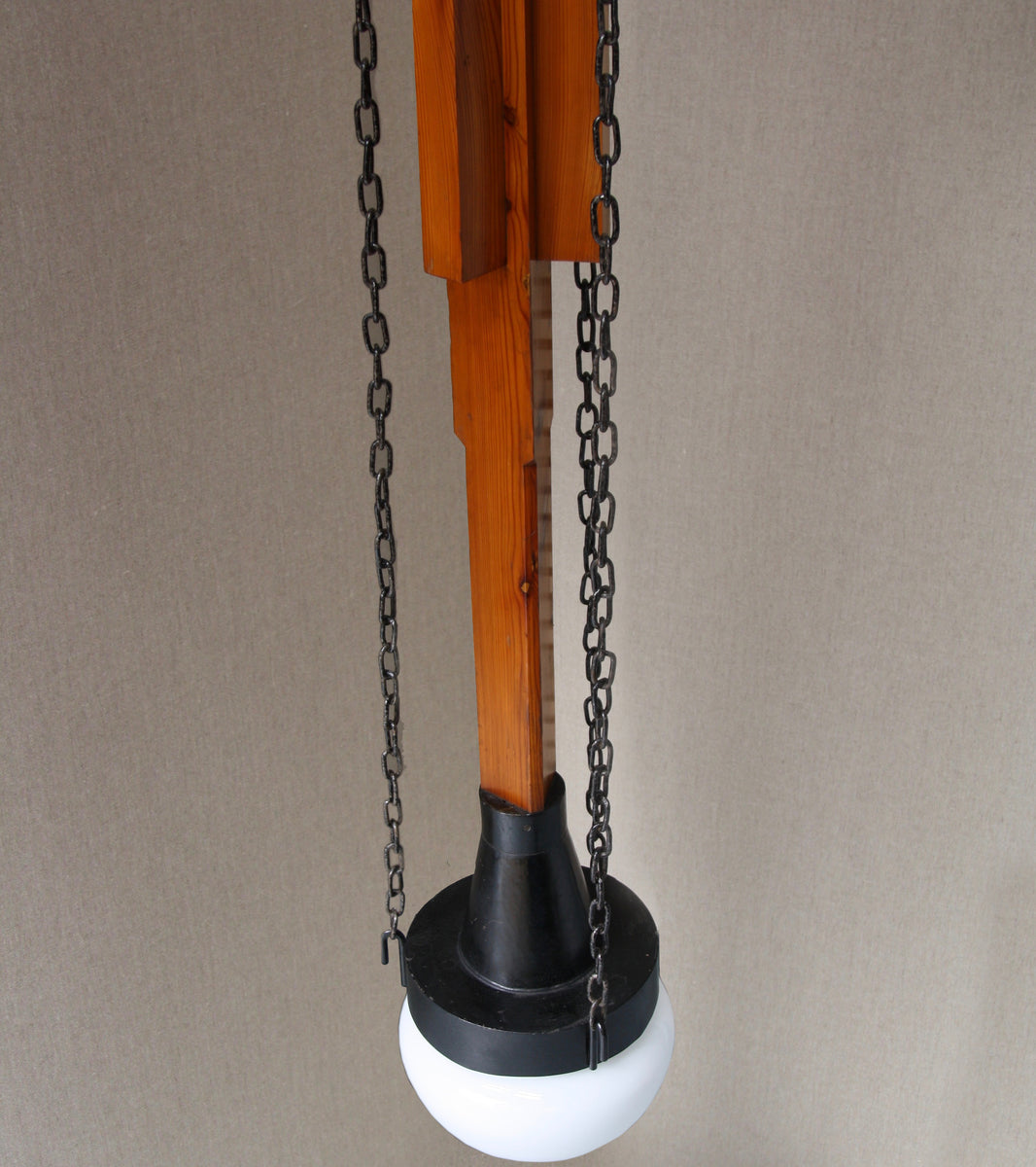 A Monumental Iron, Pine & Glass Chandelier / Czechoslovakia, Circa 1910