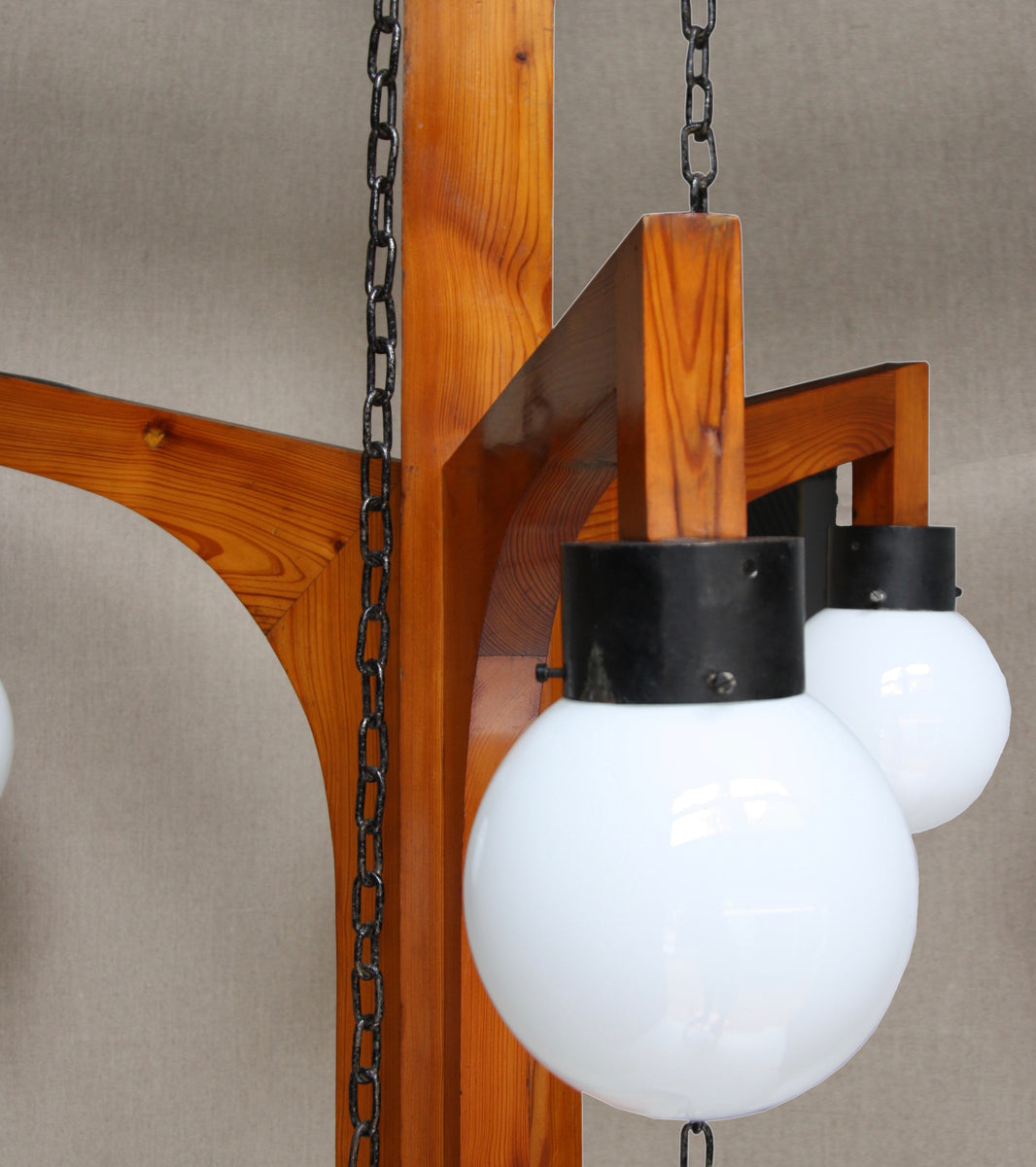 A Monumental Iron, Pine & Glass Chandelier / Czechoslovakia, Circa 1910