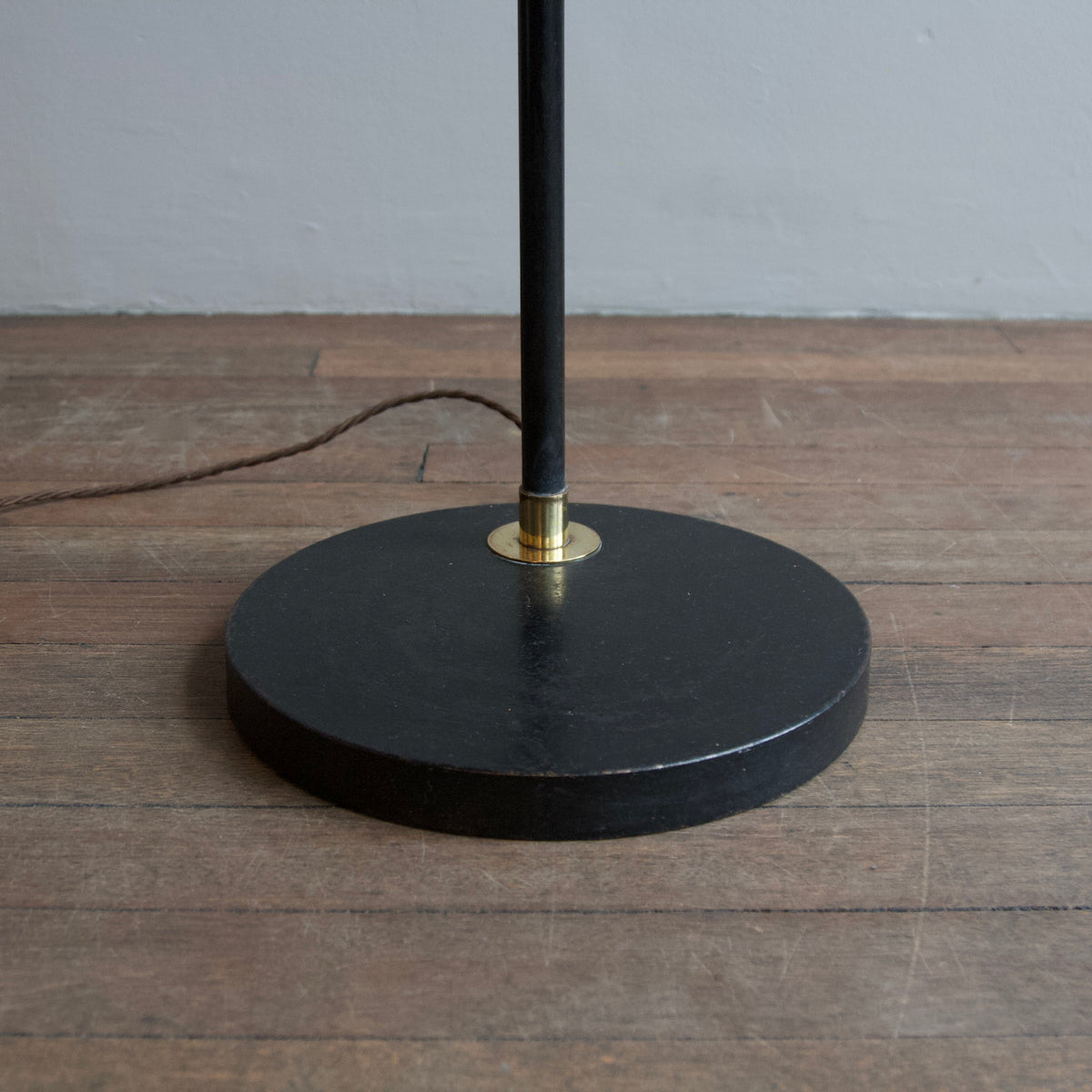 Black & Gold Gooseneck Floor Lamp / England, 1950s