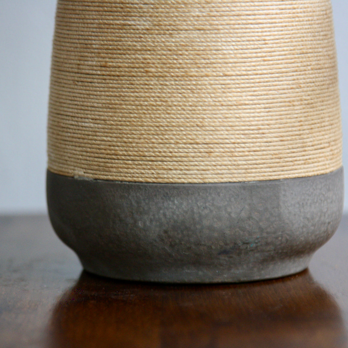 Gourd-Like Ceramic & Rope Table Lamp / Denmark, 1950s