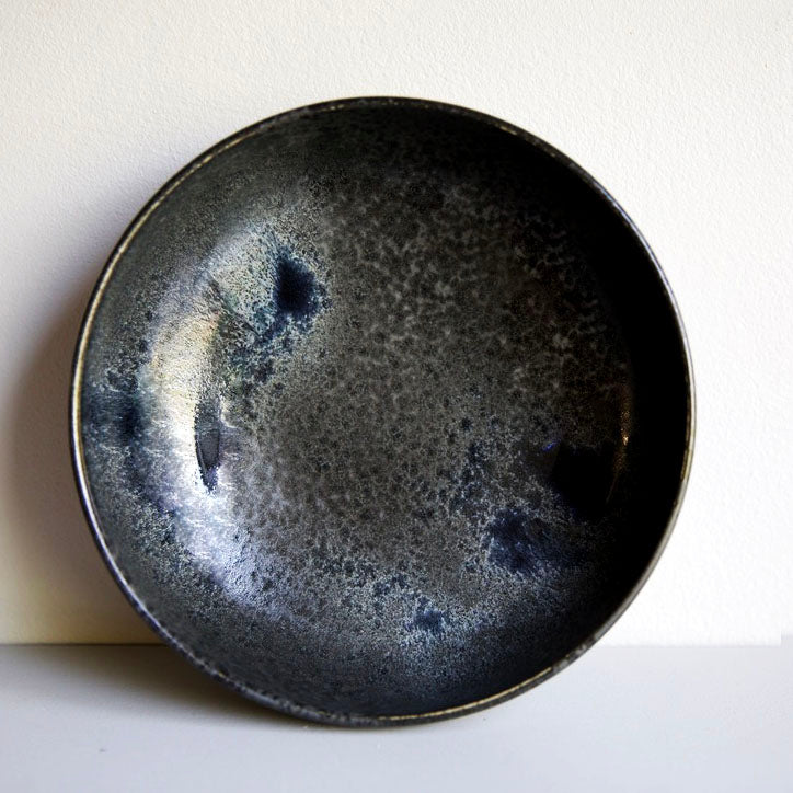 Large Shallow Bowl / Black / Shape #13, Glaze E