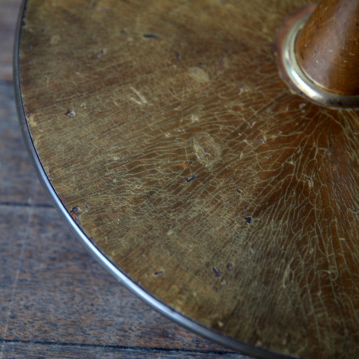 Bent-Neck Wood & Brass Floor Light / Denmark, 1940s