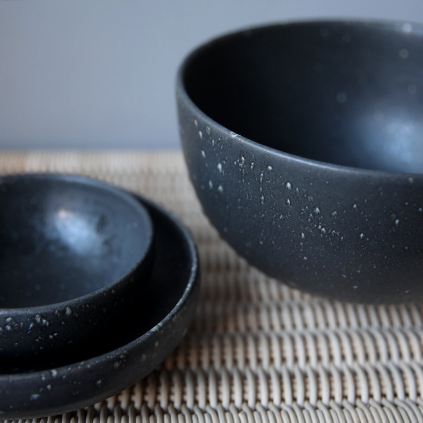Large Deep Bowl / Black & White / Shape #12, Glaze F