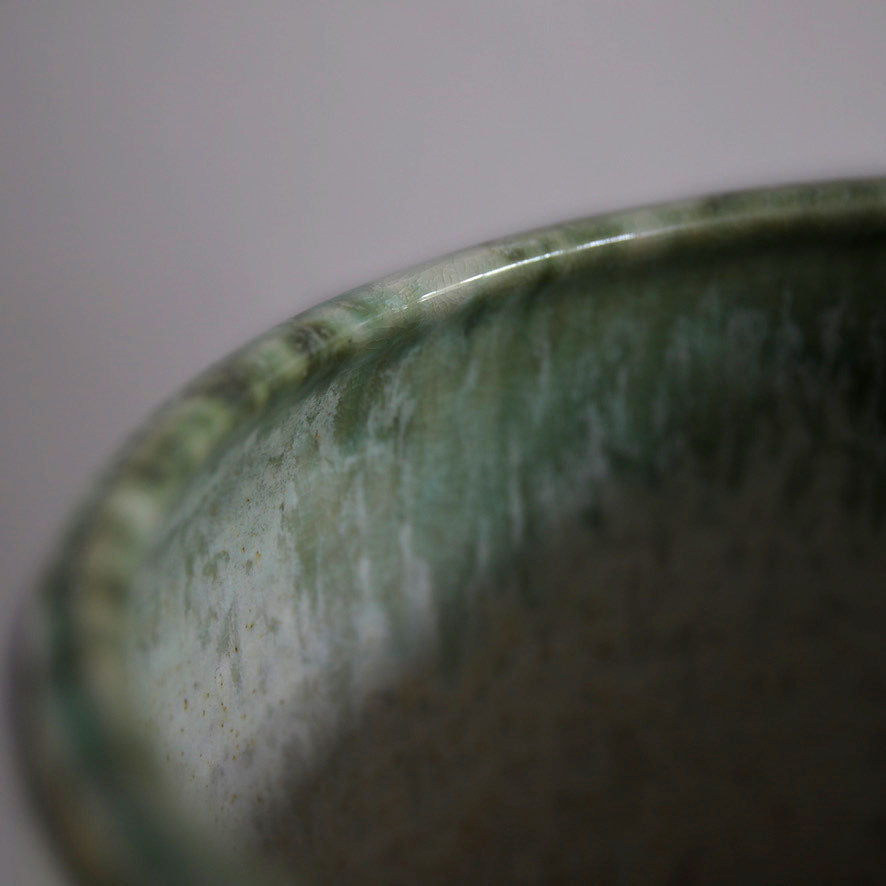 Medium Bell Shaped Planter / White & Green Glaze