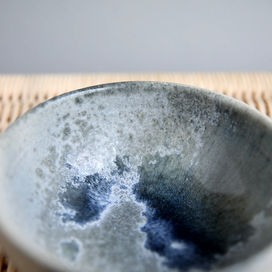 Small Bowl / White & Soft Blue / Shape #7, Glaze B