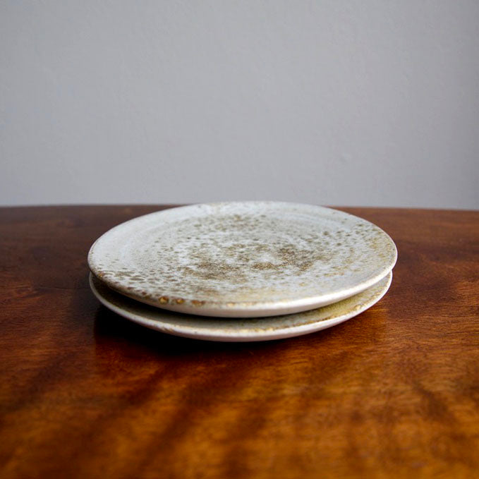 Small Flat Plate / White & Brown / Shape #3, Glaze A