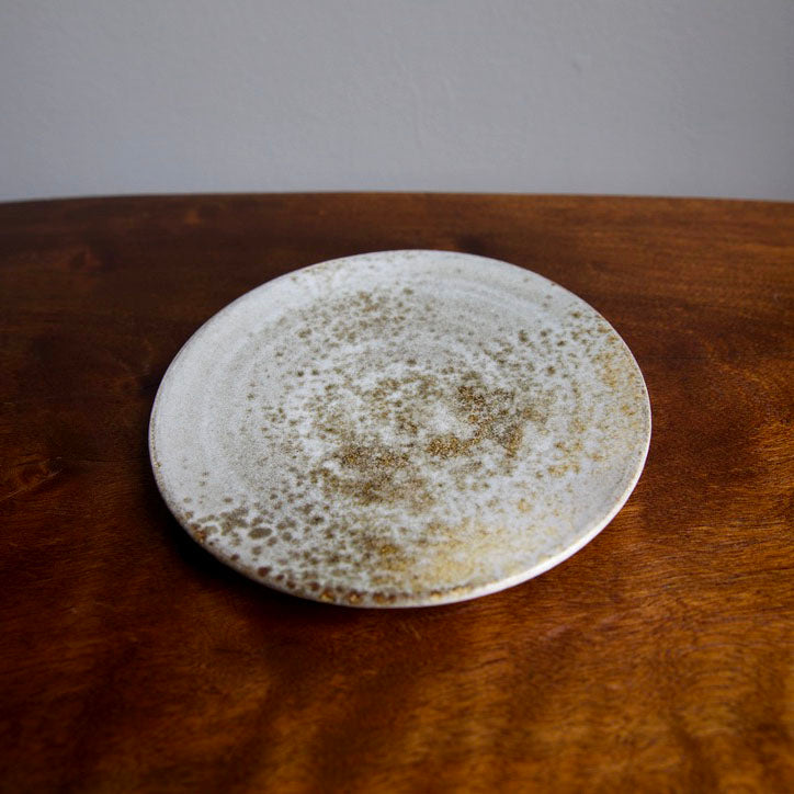 Small Flat Plate / White & Brown / Shape #3, Glaze A