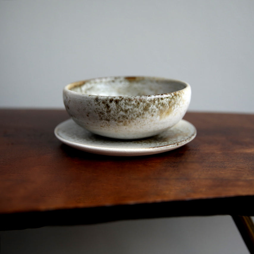 Small Bowl / White & Brown / Shape #7, Glaze A