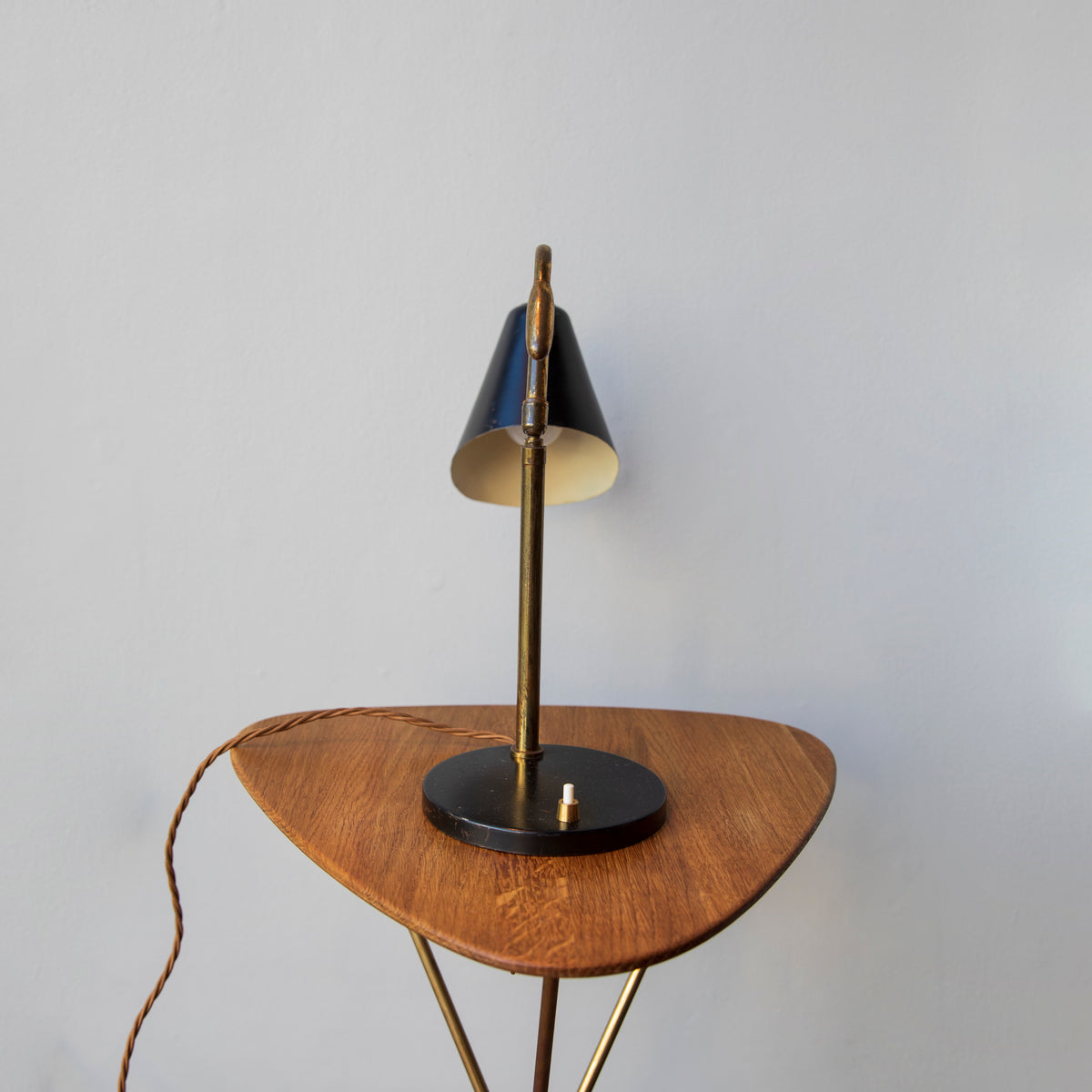 Black & Brass Modernist Table Lamp / Italy, Circa 1950