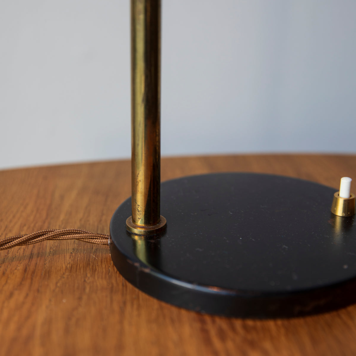 Black & Brass Modernist Table Lamp / Italy, Circa 1950