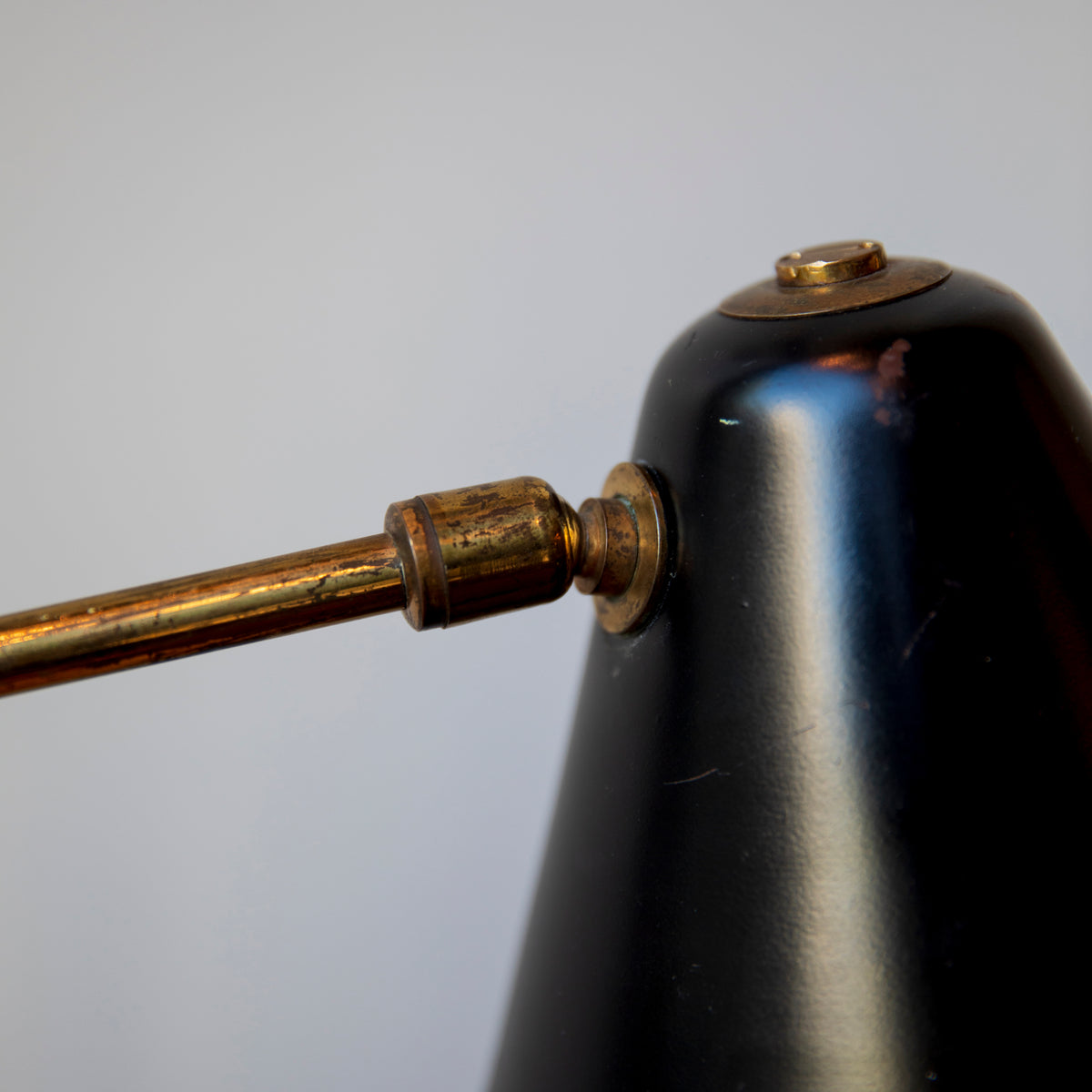 Black & Brass Modernist Table Lamp / Italy, Circa 1950