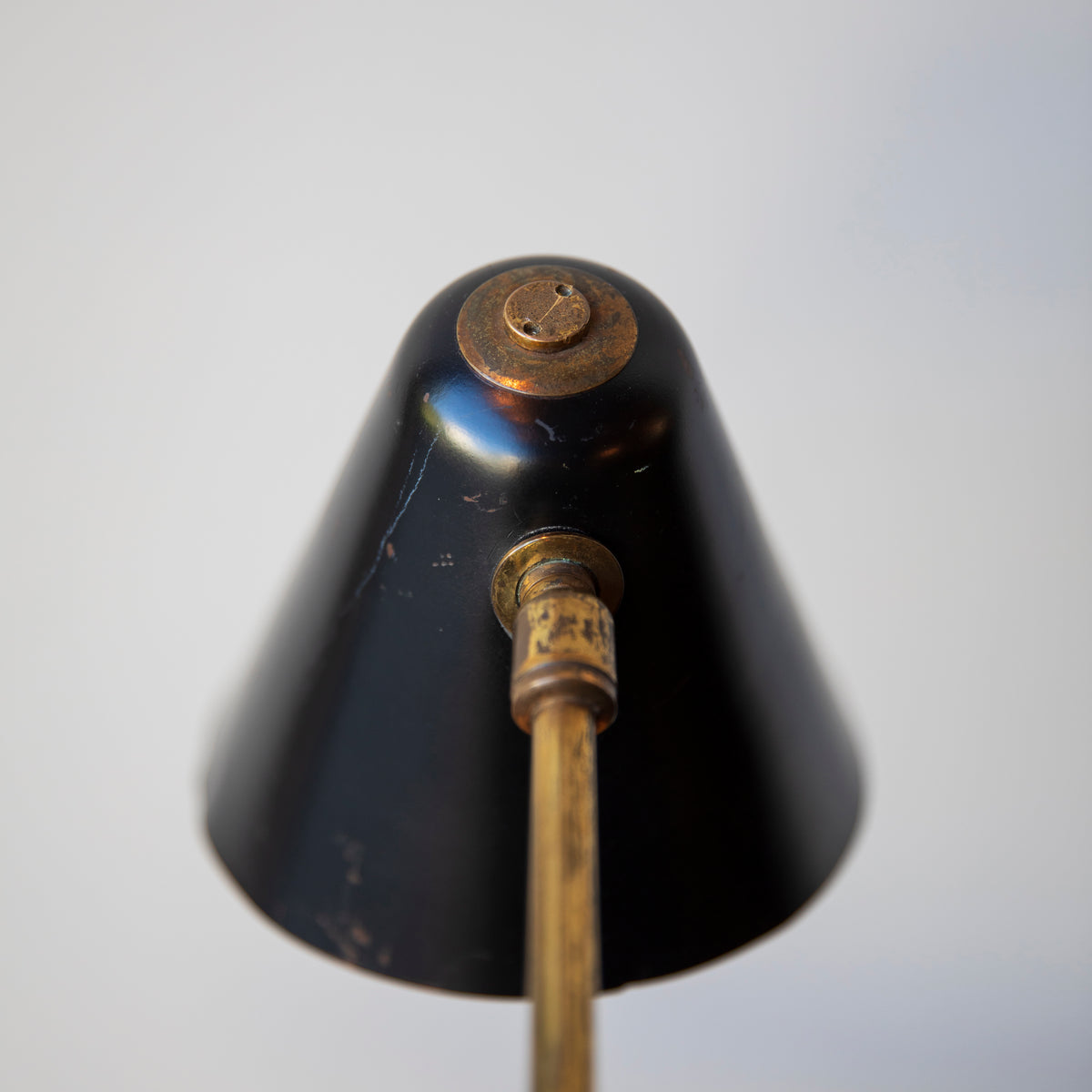 Black & Brass Modernist Table Lamp / Italy, Circa 1950