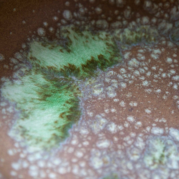 Very Large Shallow Bowl / Terracotta & Green Glaze