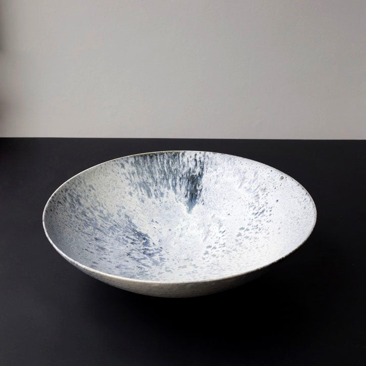 Massive Karahi Shaped Bowl <br> White & Blue Glaze