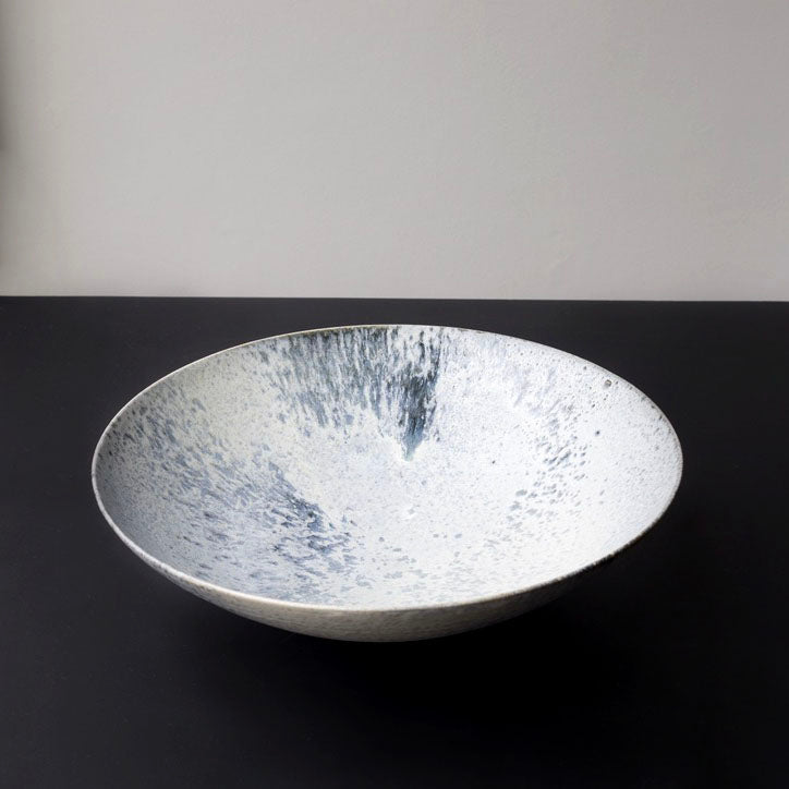 Massive Karahi Shaped Bowl <br> White & Blue Glaze