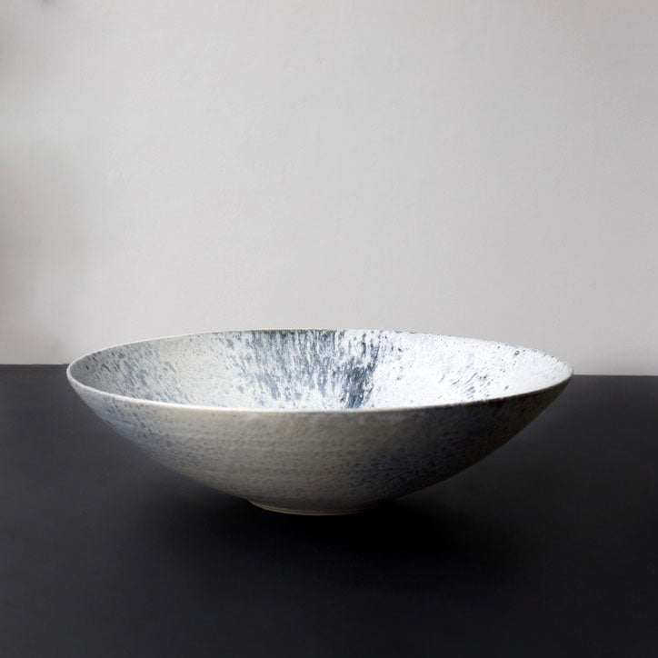 Massive Karahi Shaped Bowl <br> White & Blue Glaze