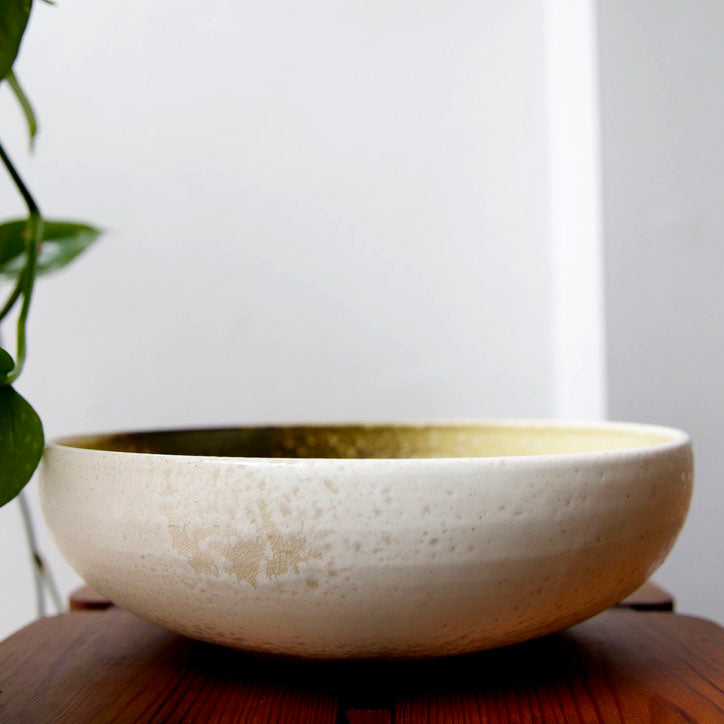 Serving Bowl / White & Yellow / Shape #14, Glaze C