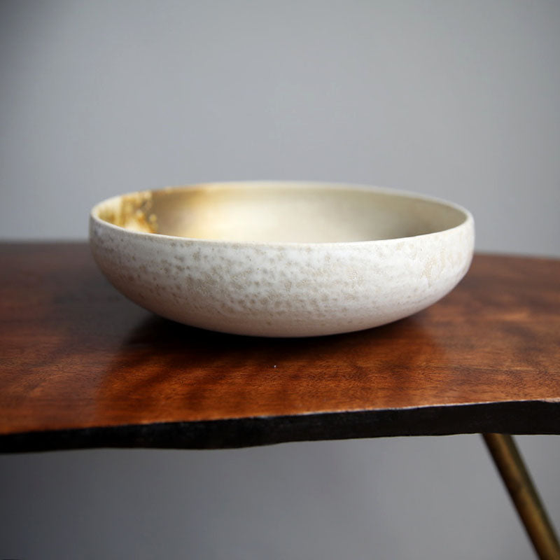 Large Shallow Bowl / White & Yellow / Shape #13, Glaze C