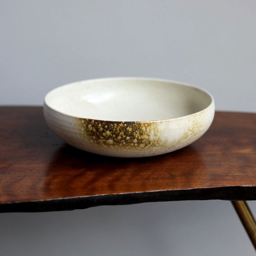 Large Shallow Bowl / White & Yellow / Shape #13, Glaze C