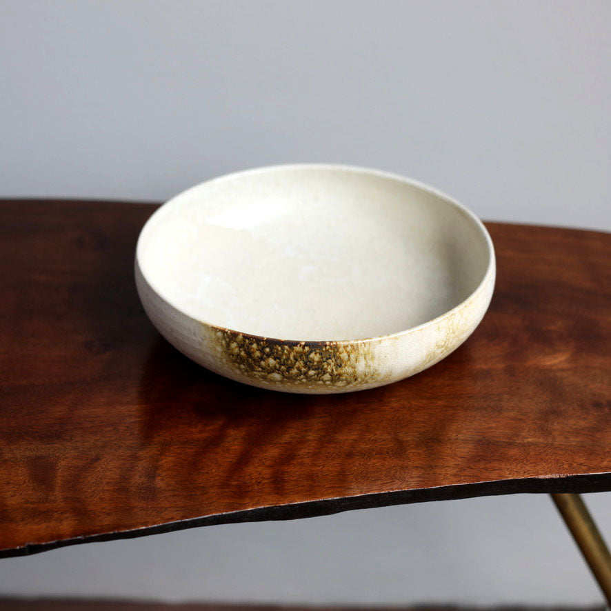 Large Shallow Bowl / White & Yellow / Shape #13, Glaze C